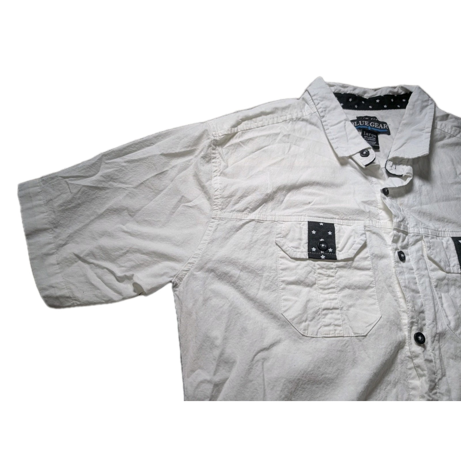 Men's Slim Fit Blue Gear White With Black Trim White Stars Size Large